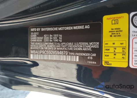 2013 BMW 128I z USA, uszkodzony, nr VIN WBAUP9C55DVS94879